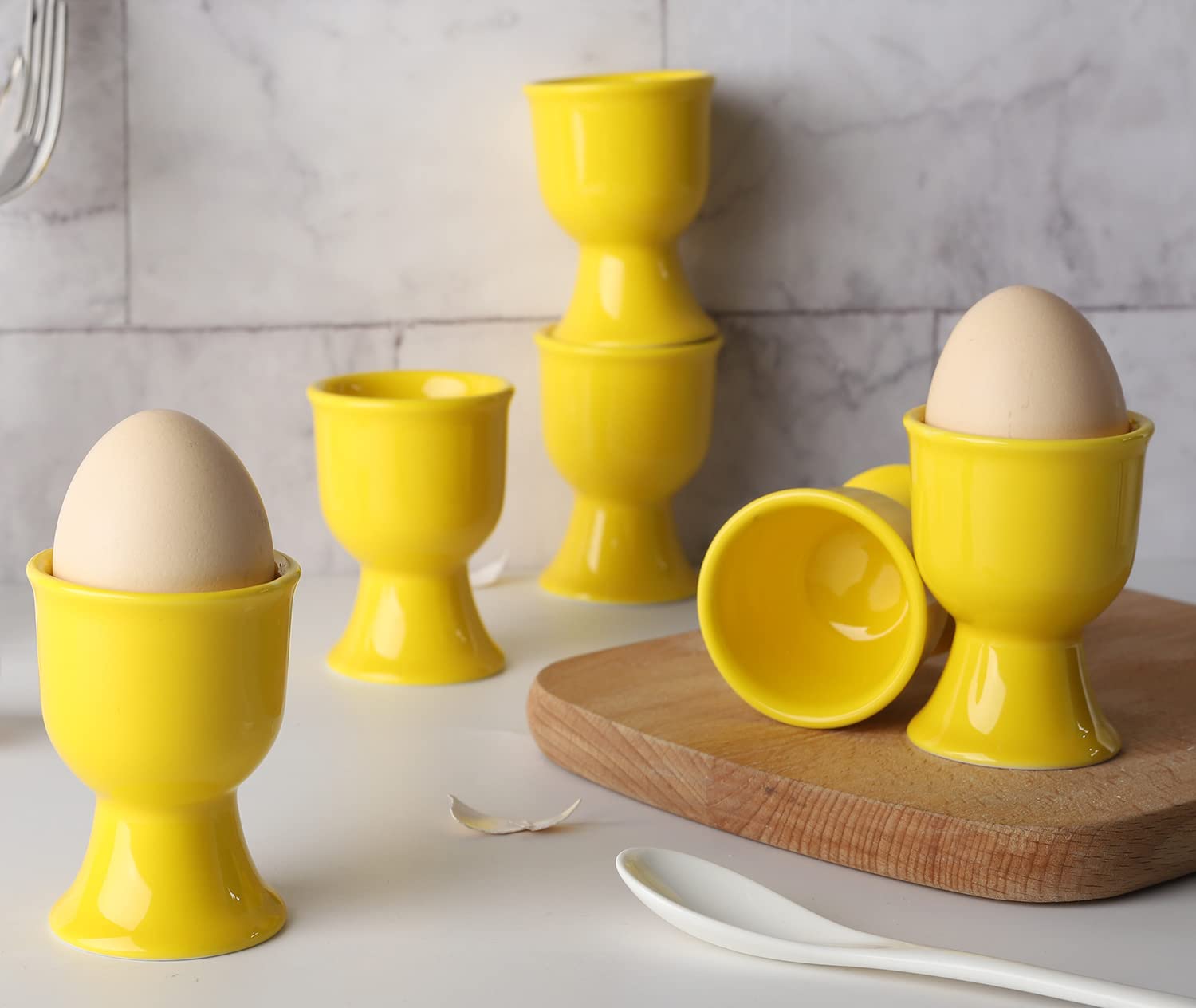 Ceramic Egg Cups Set of 6 Porcelain Egg Stand Holders for